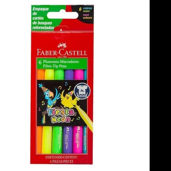 MARCADOR AGUA DELG. ESTUCHE C6 PZAS NEON FABER